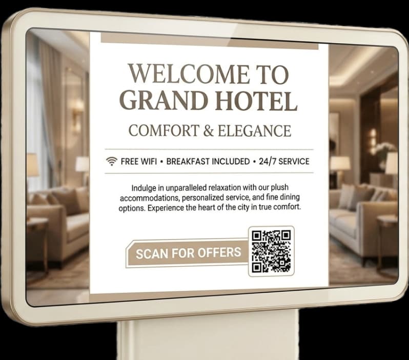 Hotel Signage With QR Code For Offers