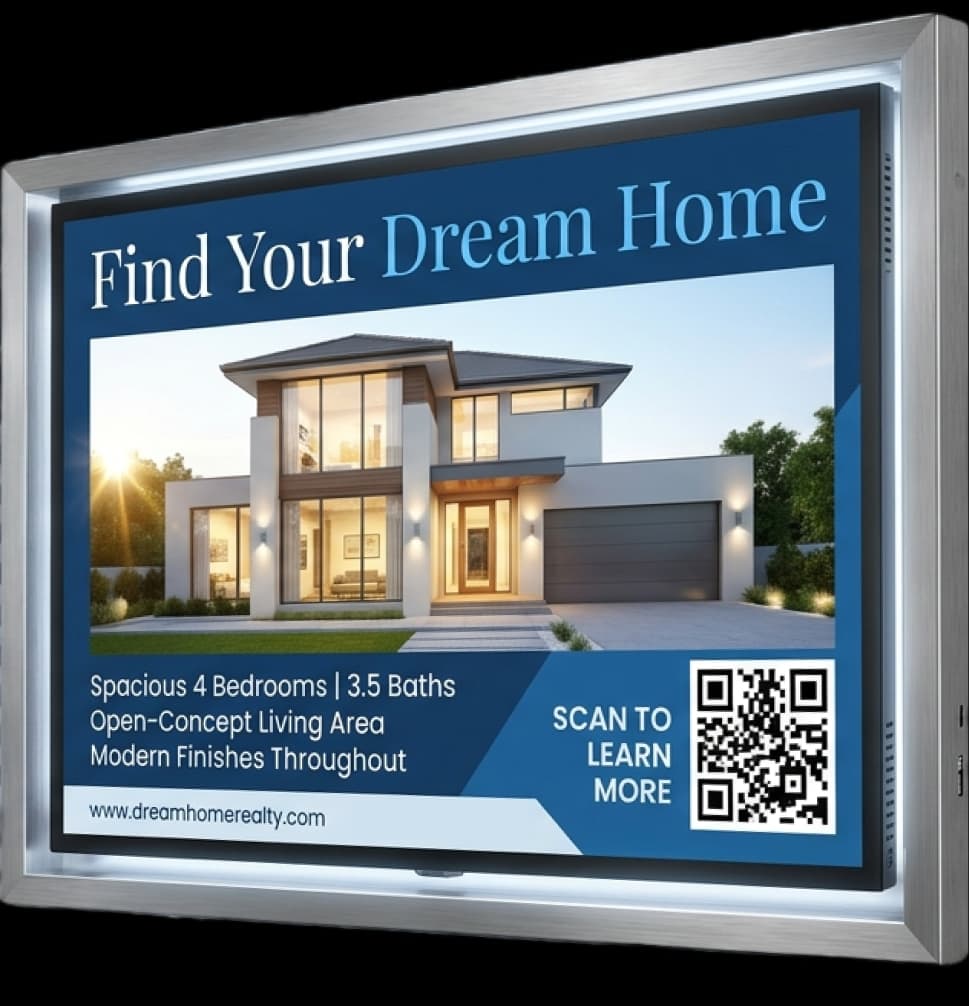 Real Estate Display With QR Code Listings