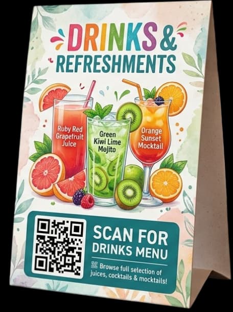 Drinks Menu Stand With QR Code Scan