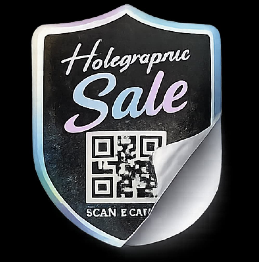 Shiny QR Sticker On Surface