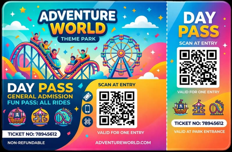 Abstract Event Pass With Embedded QR Code