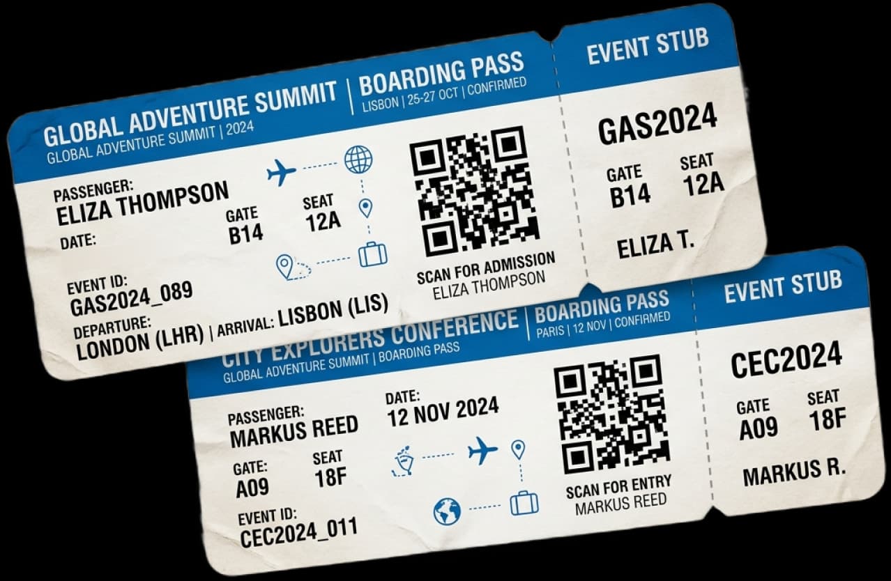 Boarding Pass Style Tickets With QR Code Integration