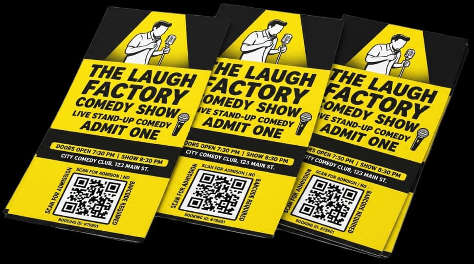 Comedy Show Tickets With Scannable QR Codes