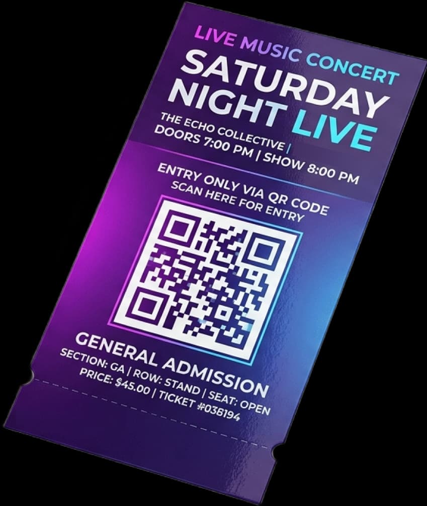 Live Concert Ticket With QR Code Entry System