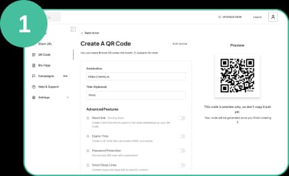 Select QR Code Type In Dashboard