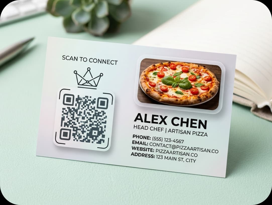 Restaurant Card Showing Menu QR Access Restaurant Card Showing Menu QR Access