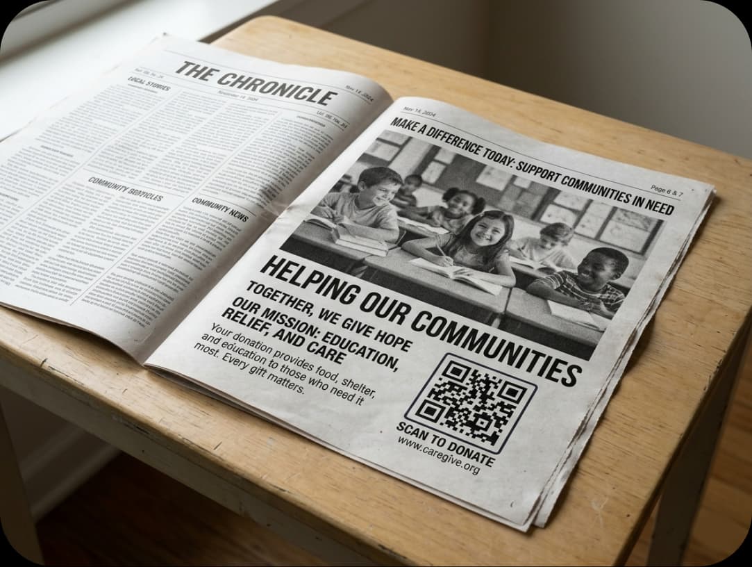 Newspaper Spread With QR Code Newspaper Spread With QR Code